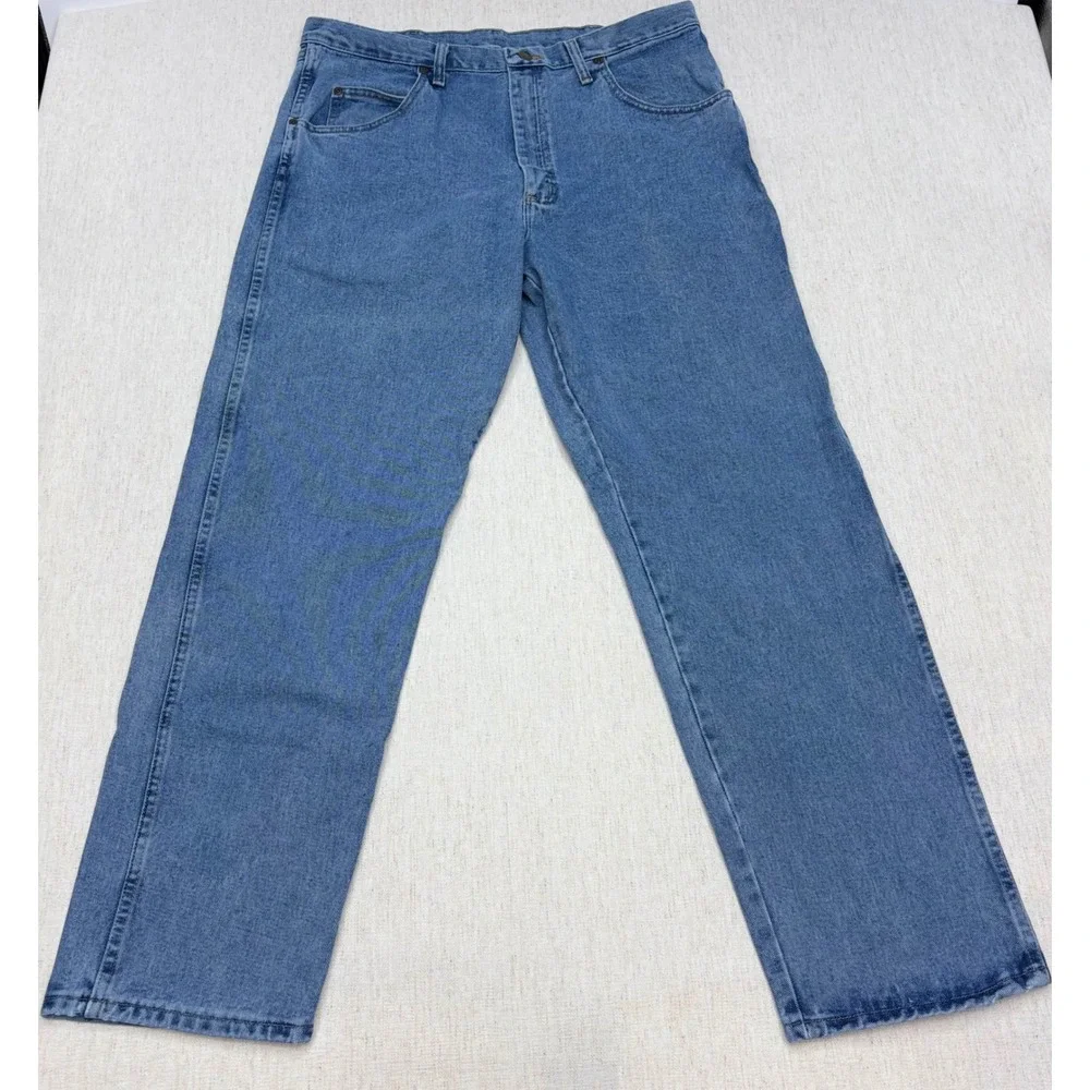Wrangler Rugged Wear Relaxed Fit Jeans Mens 38x32 Blue Straight Leg Y2K Style